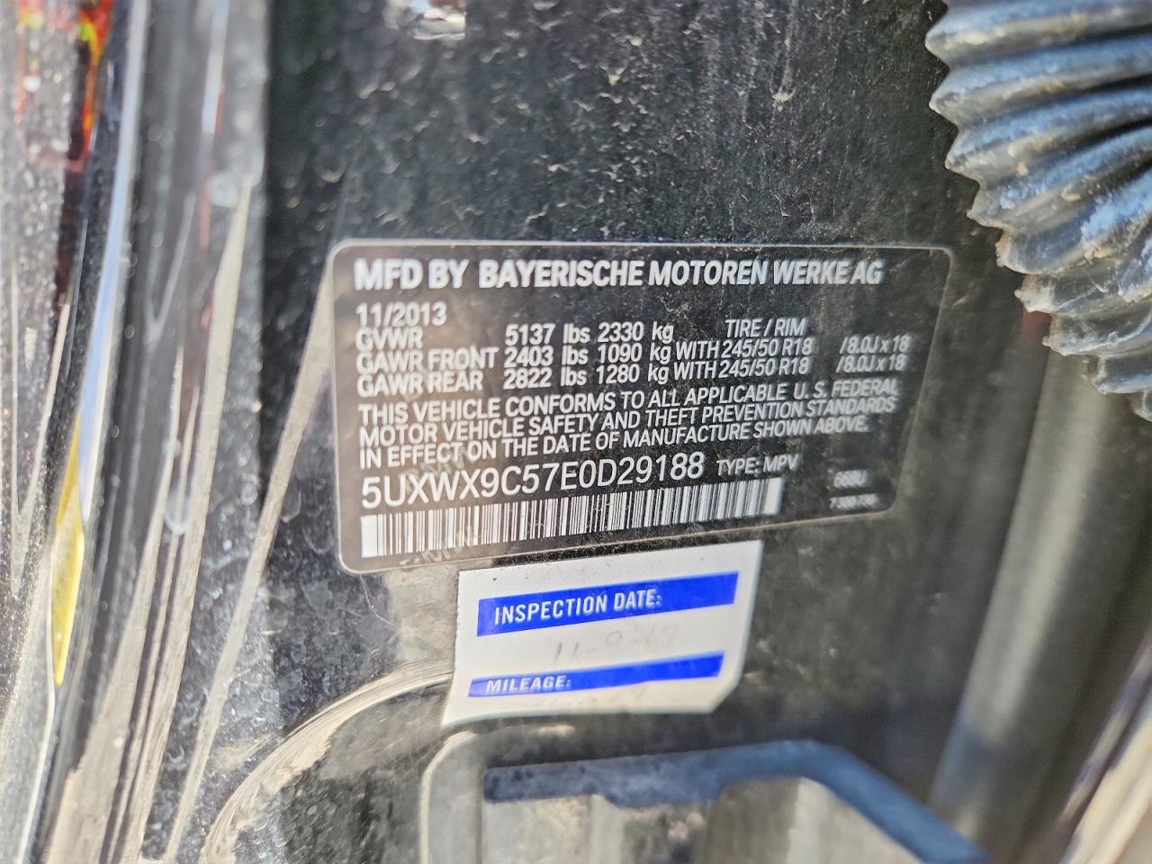 5UXWX9C57E0D29188 · 2014 BMW X3 · 12/12