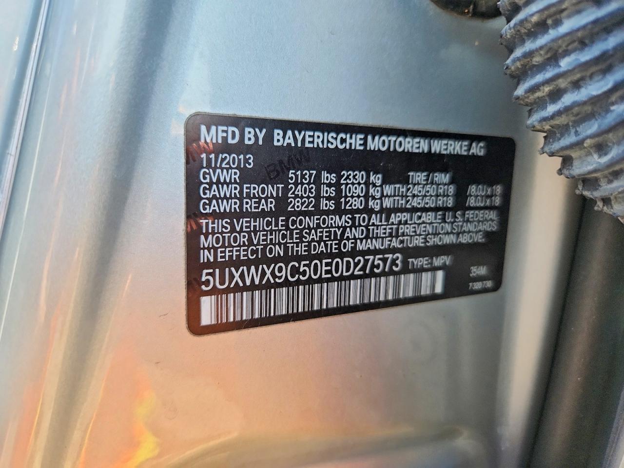 5UXWX9C50E0D27573 · 2014 BMW X3 · 12/12
