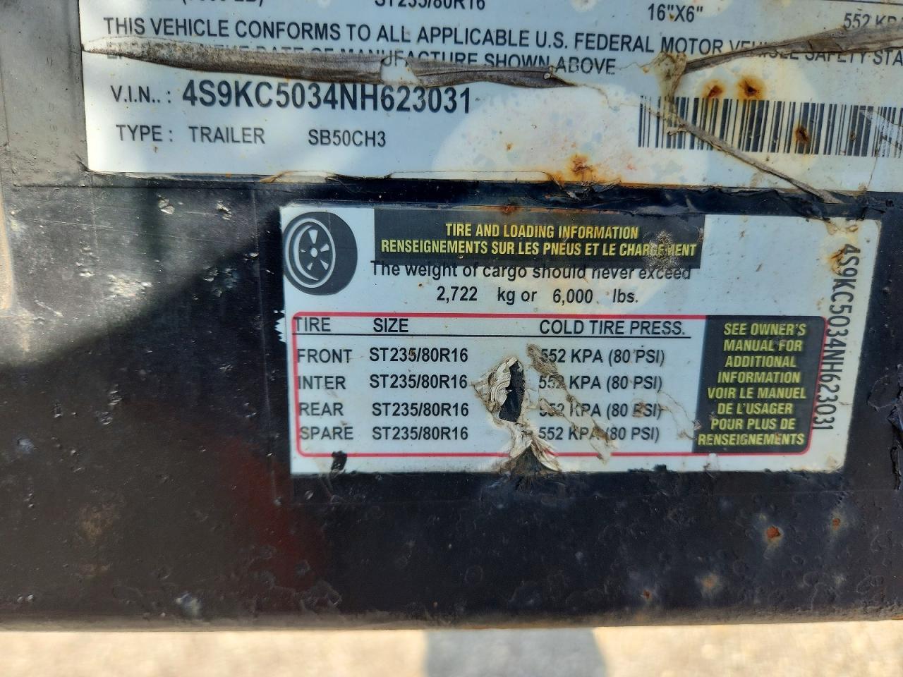 4S9KC5034NH623031 · 2022 SILVERBACK TRAILER SILVERBACK · 8/10
