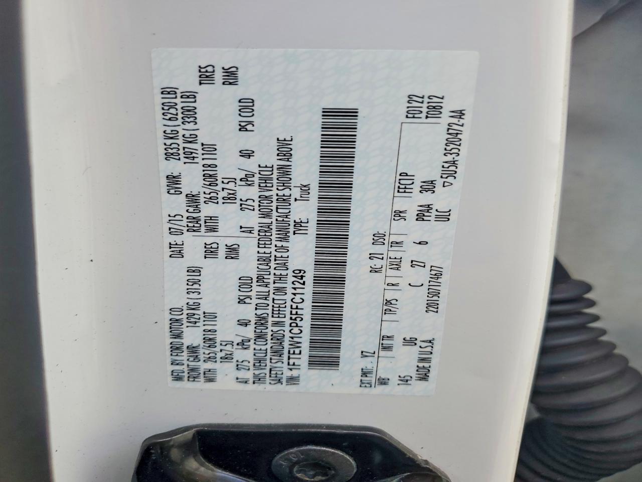 1FTEW1CP5FFC11249 · 2015 FORD F150 · 12/12