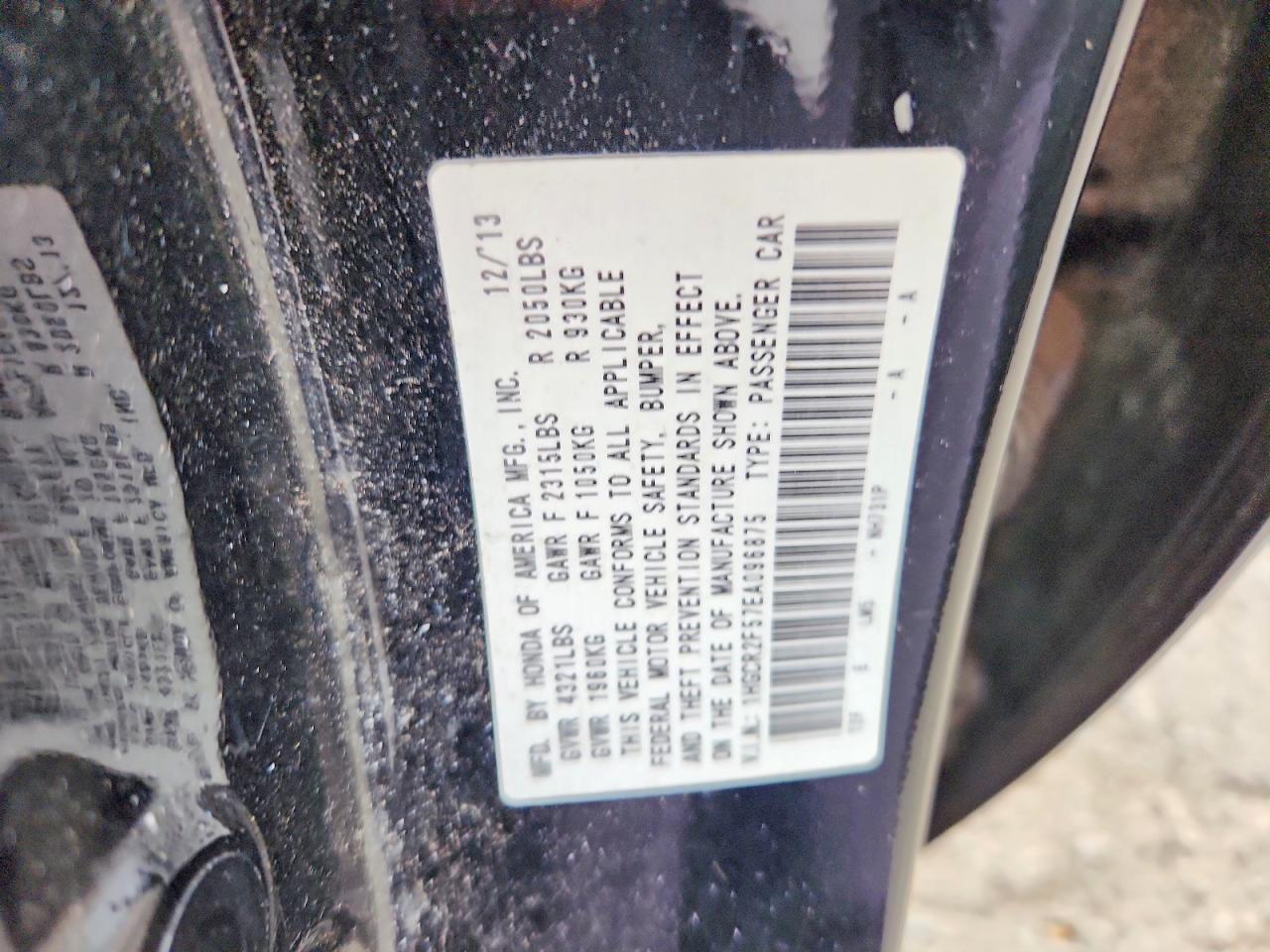 1HGCR2F57EA096875 · 2014 HONDA ACCORD · 12/12