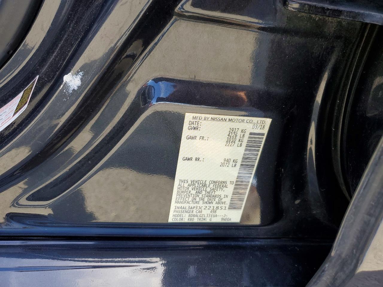 1N4AL3AP3JC221851 · 2018 NISSAN ALTIMA · 12/12