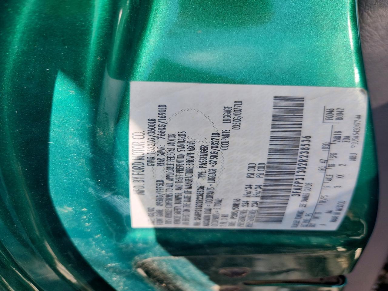 3FAFP31302R238536 · 2002 FORD FOCUS · 12/12