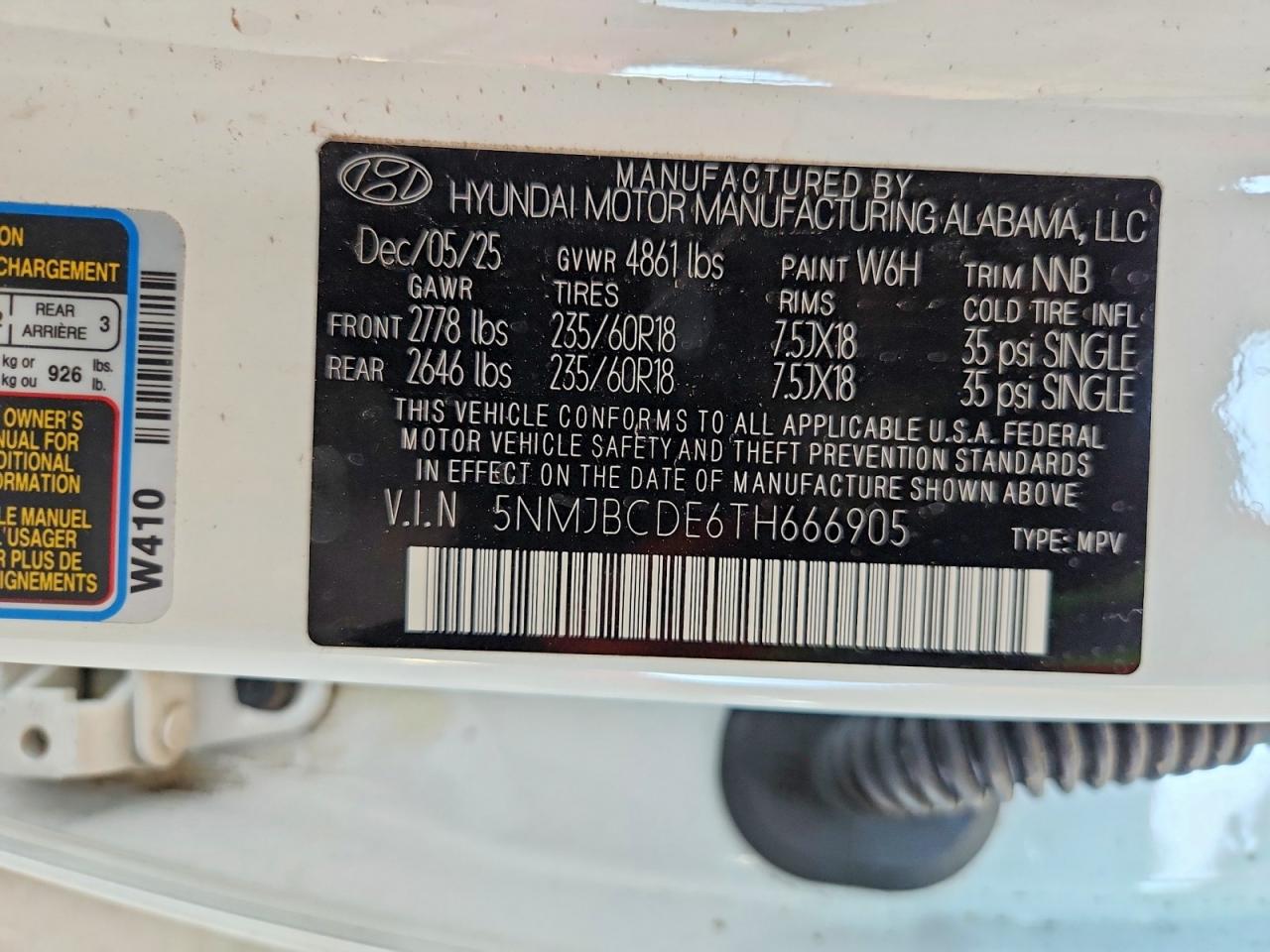 5NMJBCDE6TH666905 · 2026 HYUNDAI TUCSON · 12/12