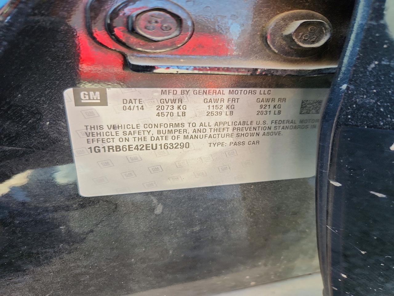 1G1RB6E42EU163290 · 2014 CHEVROLET VOLT · 12/12