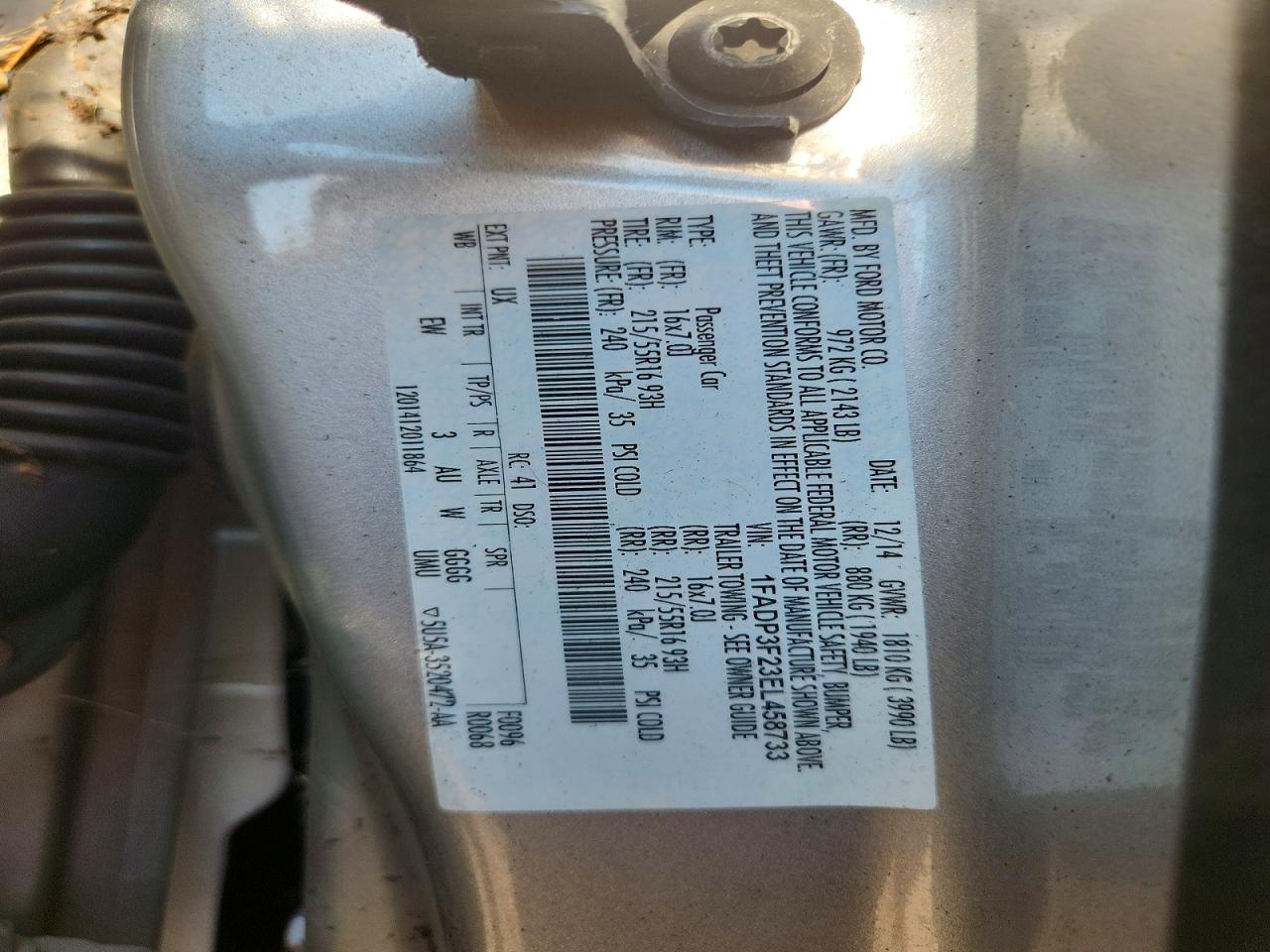 1FADP3F23EL458733 · 2014 FORD FOCUS · 12/12
