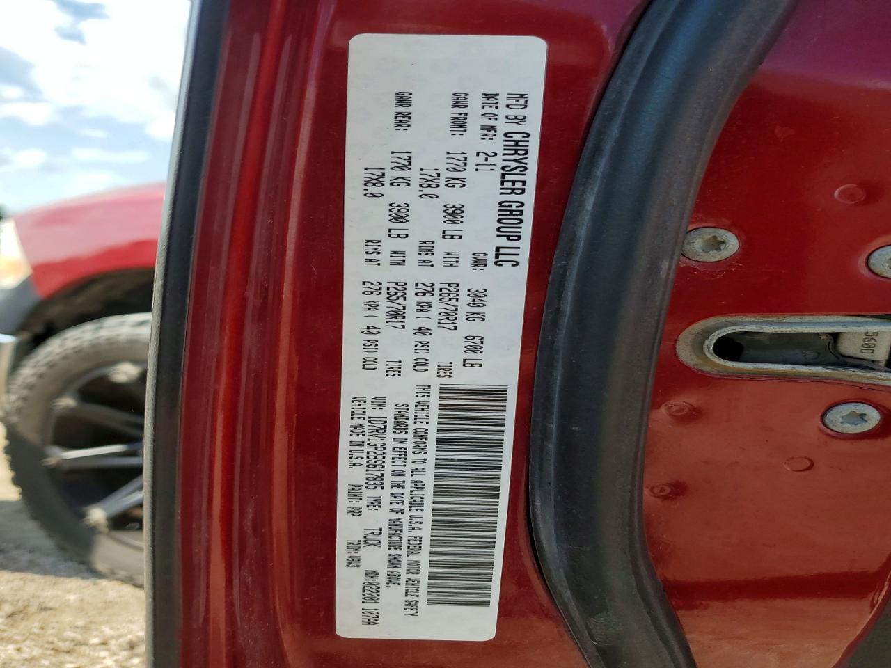 1D7RV1GP2BS617835 · 2011 DODGE RAM 1500 · 12/12