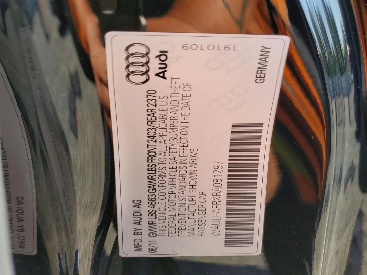 WAULFAFRXBA081297 · 2011 AUDI A5 · 12/12