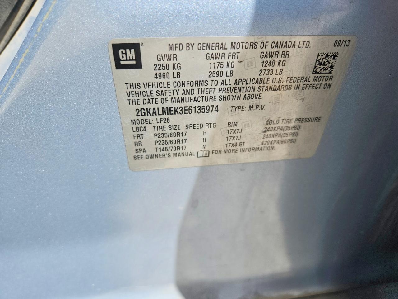 2GKALMEK3E6135974 · 2014 GMC TERRAIN · 12/12