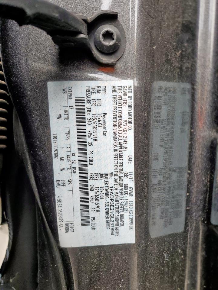 1FADP3E21GL237894 · 2016 FORD FOCUS · 12/12