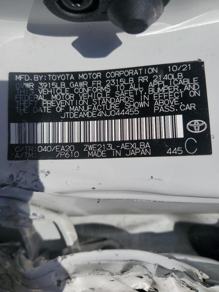 JTDEAMDE4NJ044455 · 2022 TOYOTA COROLLA LE · 12/12