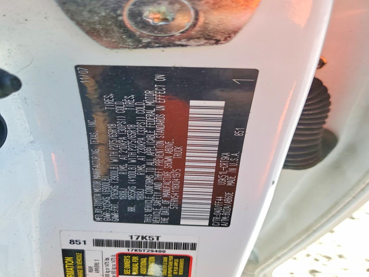 5TFRV54118X041975 · 2008 TOYOTA TUNDRA · 12/12