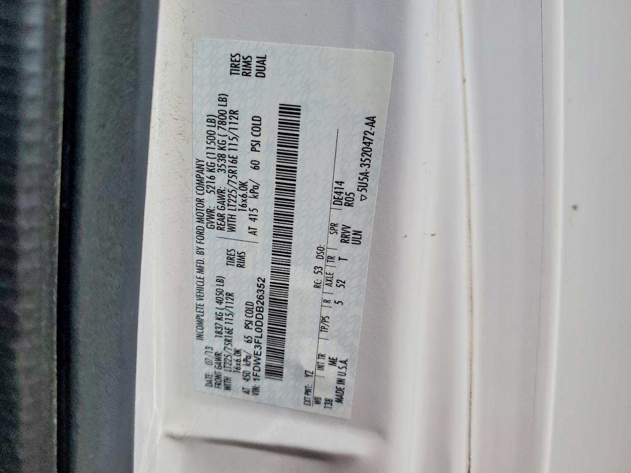 1FDWE3FL0DDB26352 · 2013 FORD ECONOLINE · 10/10