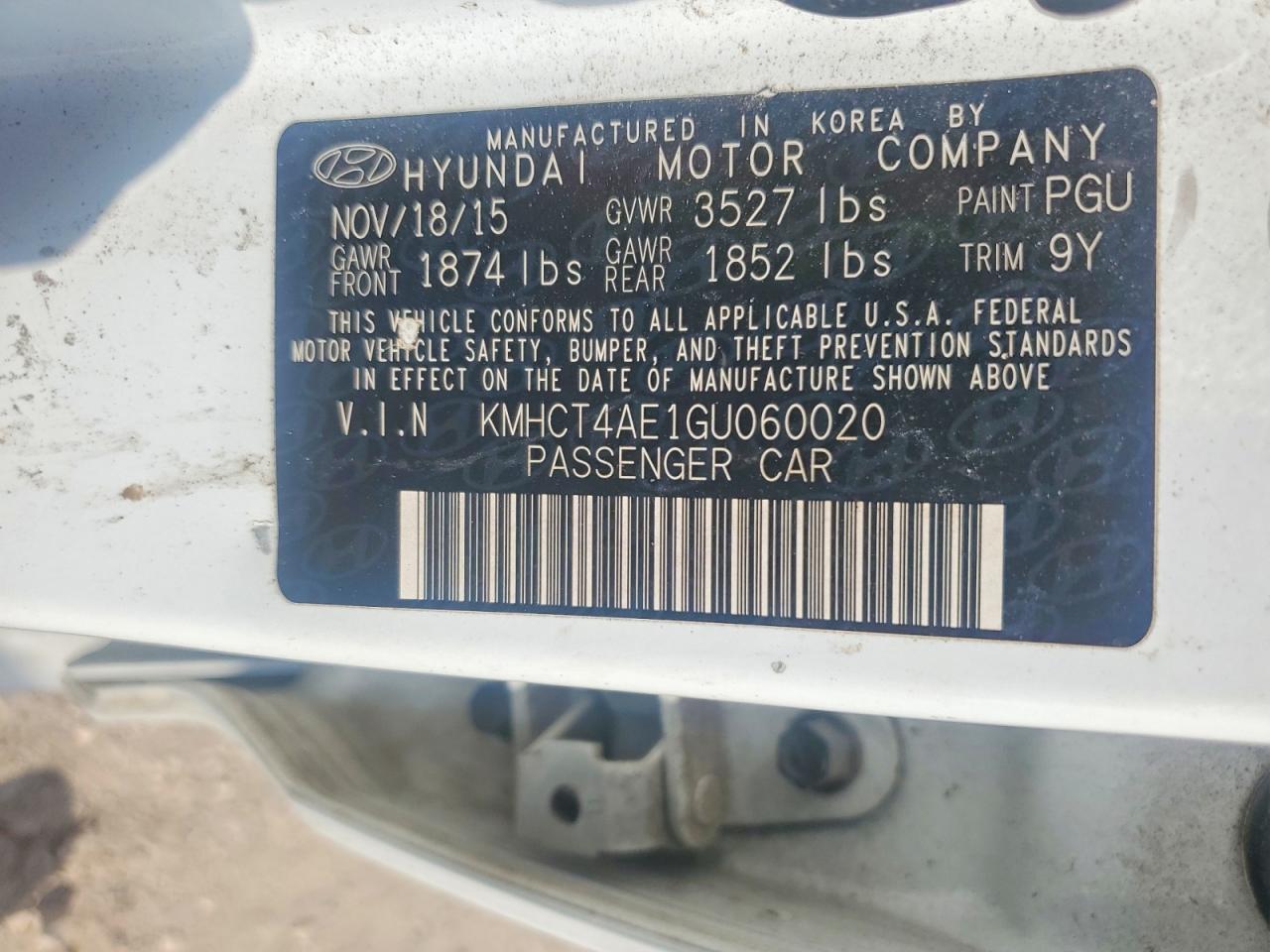 KMHCT4AE1GU060020 · 2016 HYUNDAI ACCENT · 12/12