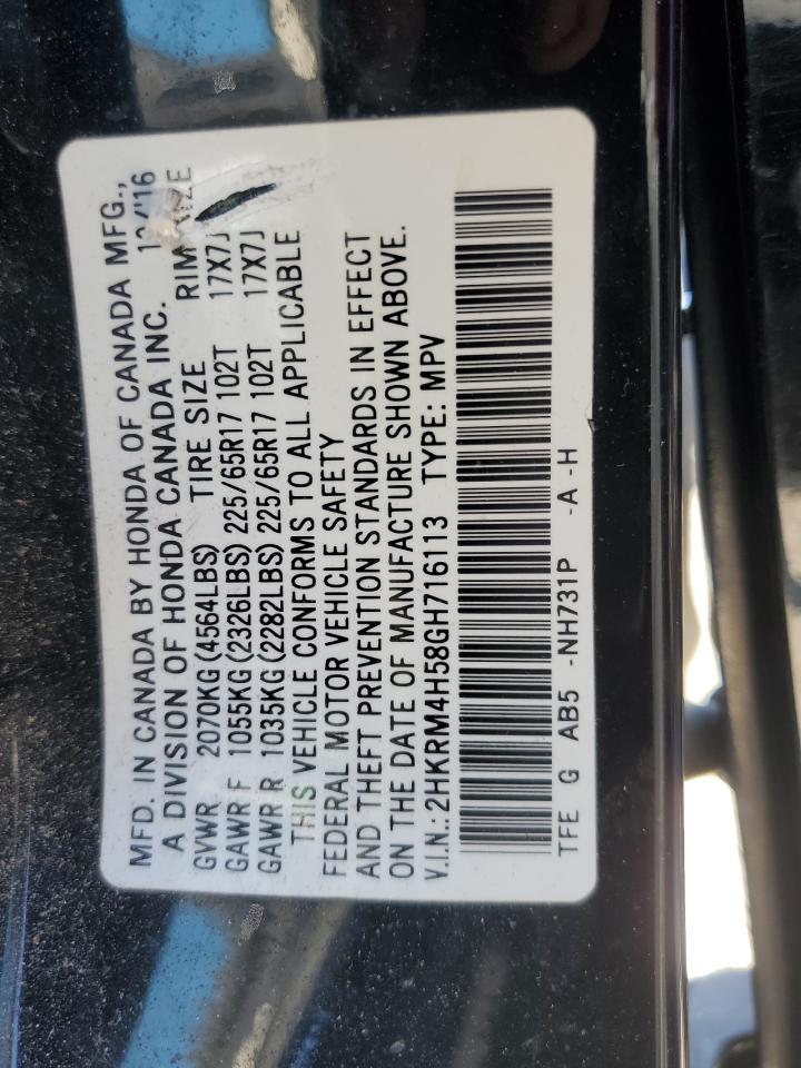 2HKRM4H58GH716113 · 2016 HONDA CR-V · 12/12