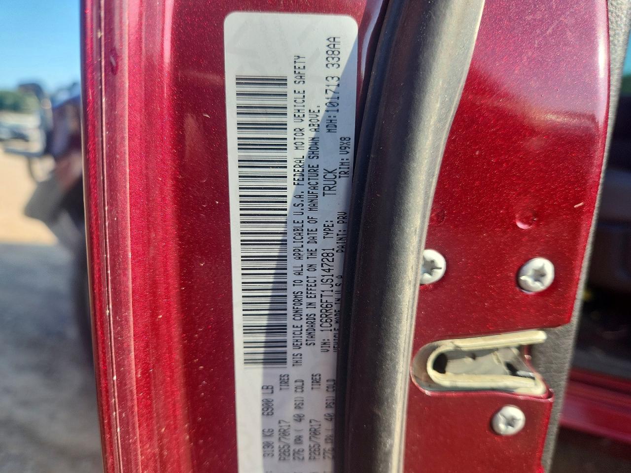 1C6RR6FT1JS147281 · 2018 RAM 1500 · 12/12