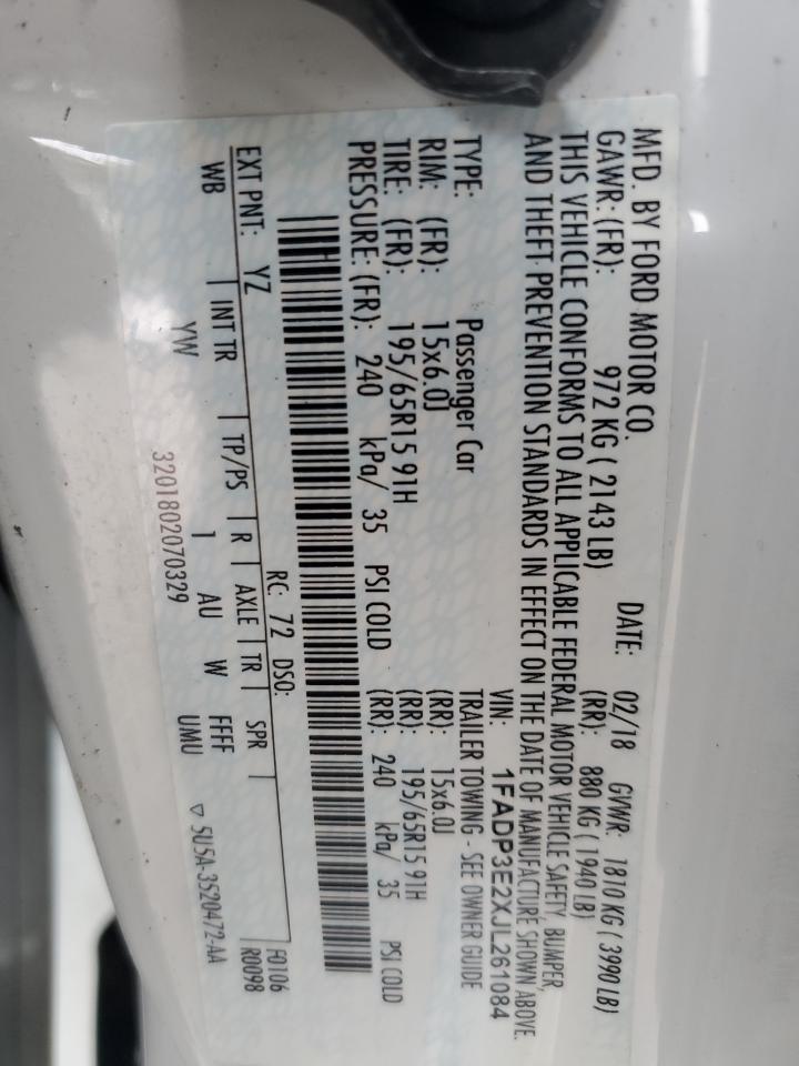 1FADP3E2XJL261084 · 2018 FORD FOCUS · 12/12