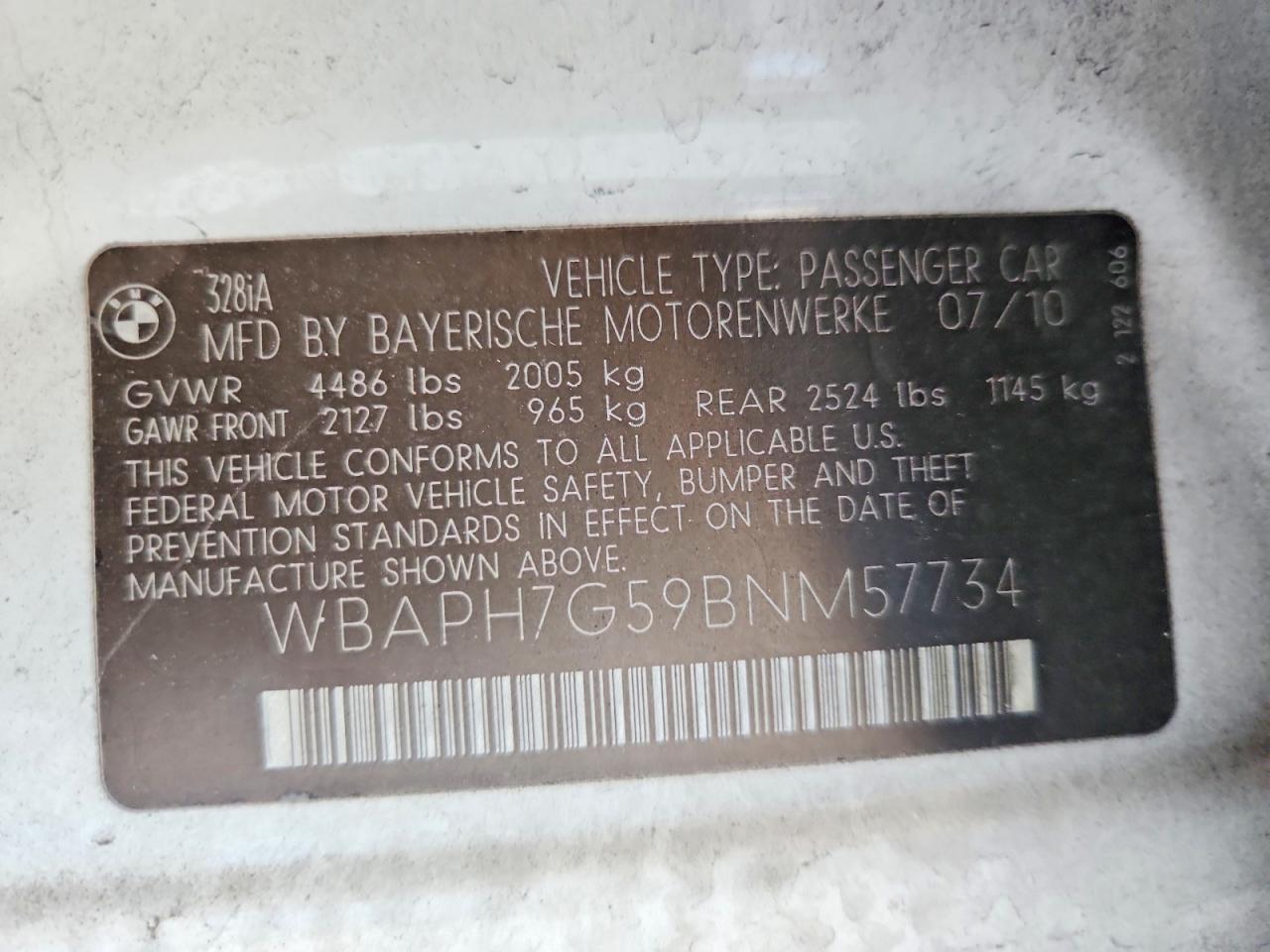 WBAPH7G59BNM57734 · 2011 BMW 328 · 12/12