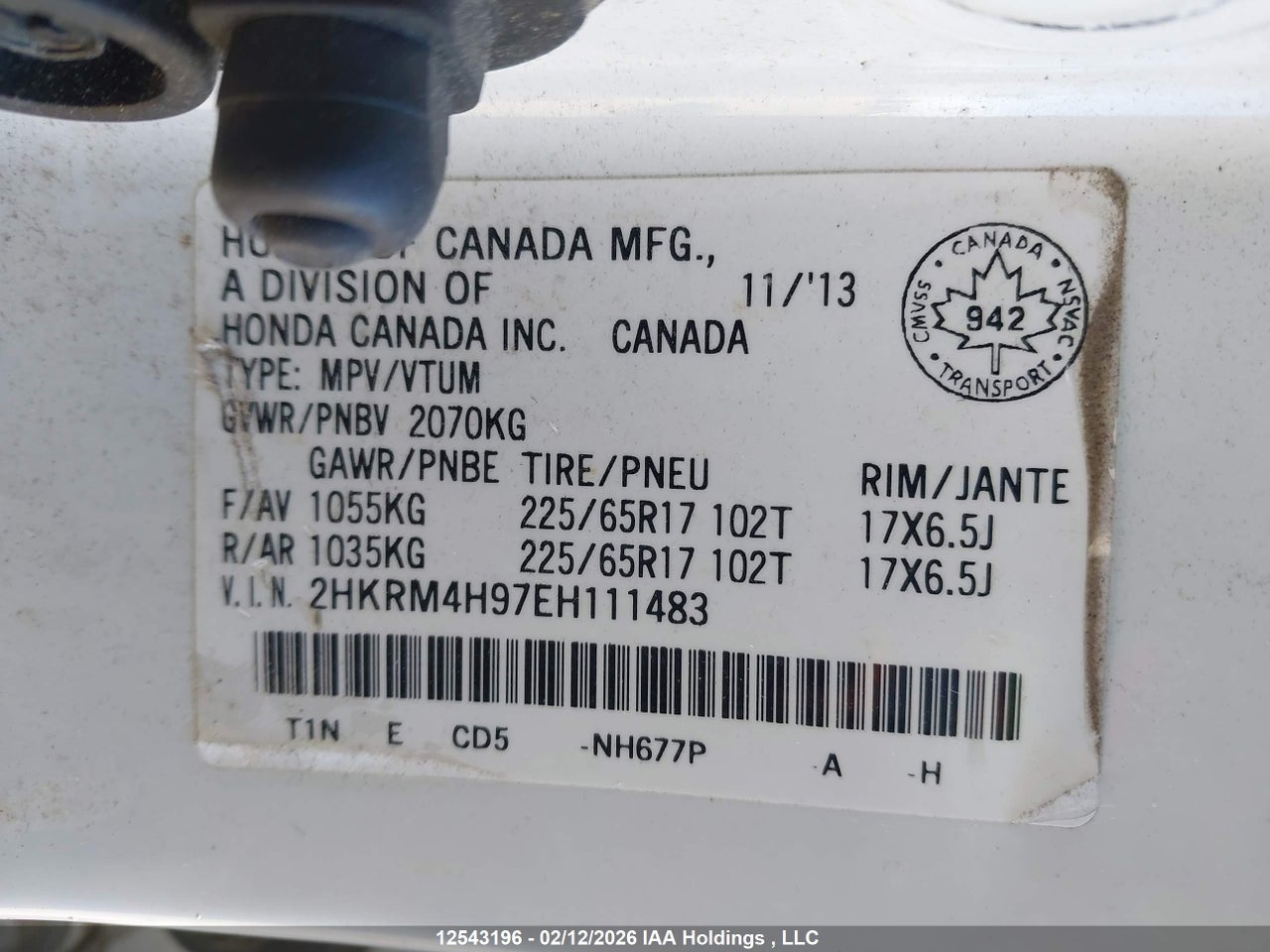 2HKRM4H97EH111483 · 2014 HONDA CR-V TOURING · 9/23