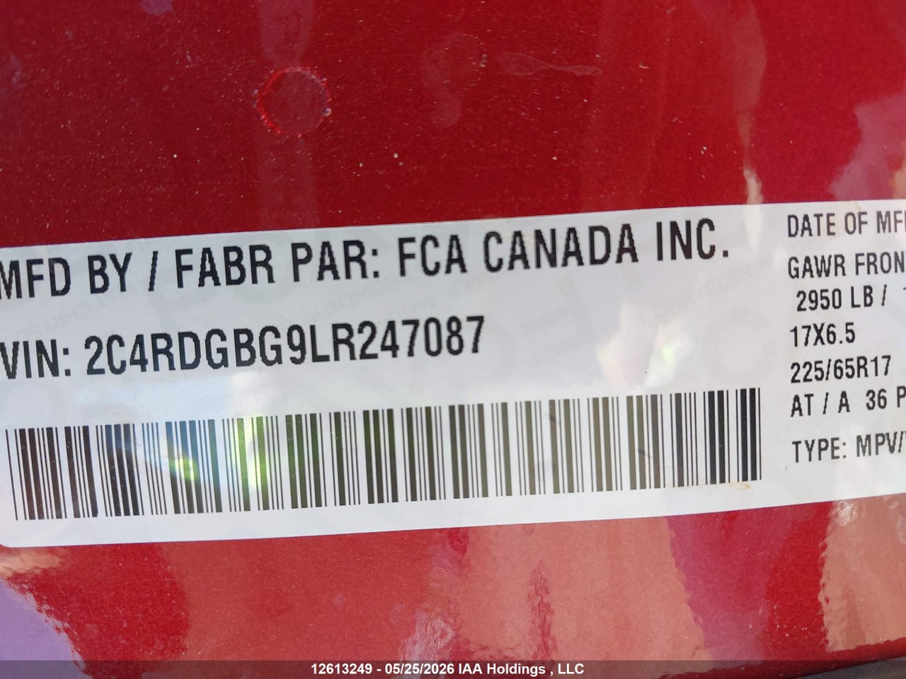 2C4RDGBG9LR247087 · 2020 DODGE GRAND CARAVAN SE · 9/24