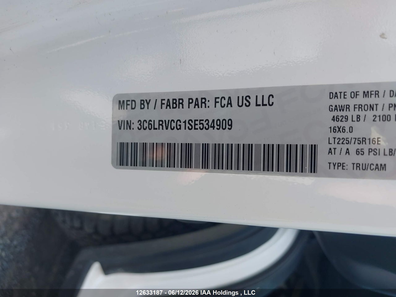 3C6LRVCG1SE534909 · 2025 RAM PROMASTER 2500 2500 HIGH · 9/24