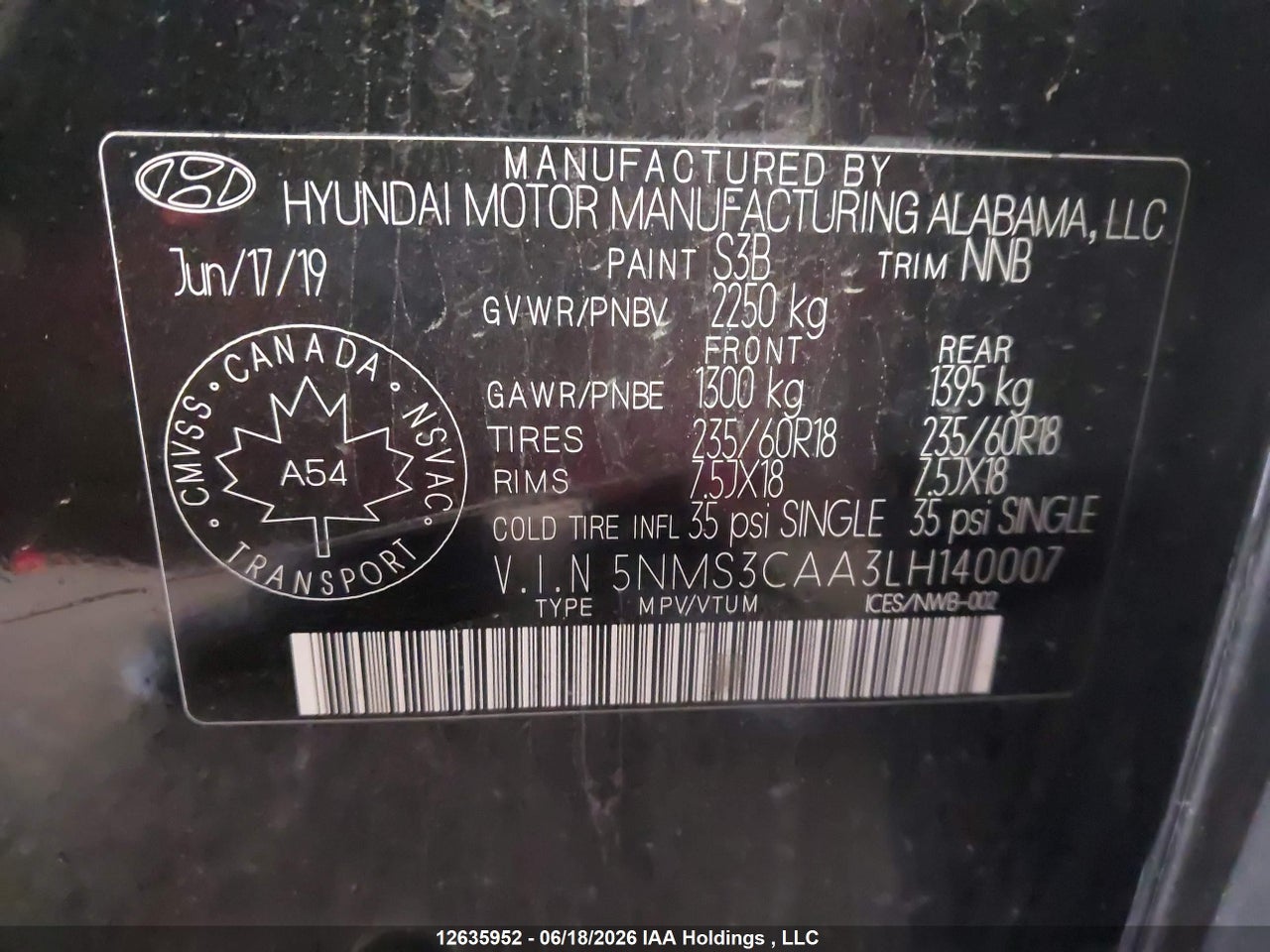 5NMS3CAA3LH140007 · 2020 HYUNDAI SANTA FE PREFERRED TURBO AWD WITH SUN AND LEATHER PACKAGE · 9/19