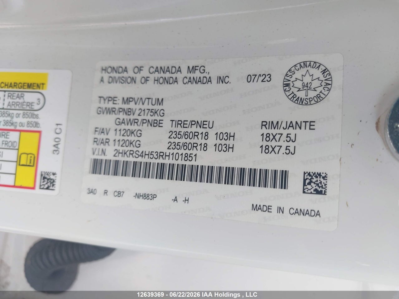 2HKRS4H53RH101851 · 2024 HONDA CR-V · 9/20