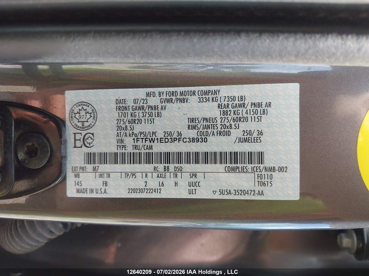1FTFW1ED3PFC38930 · 2023 FORD F150 SUPERCREW · 9/24
