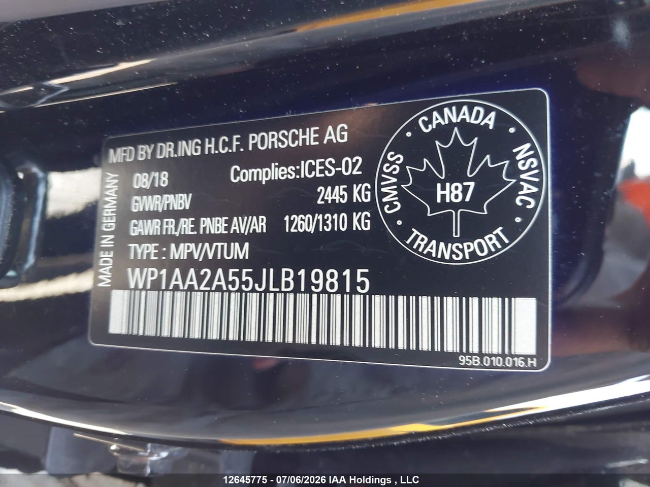 WP1AA2A55JLB19815 · 2018 PORSCHE MACAN · 9/16