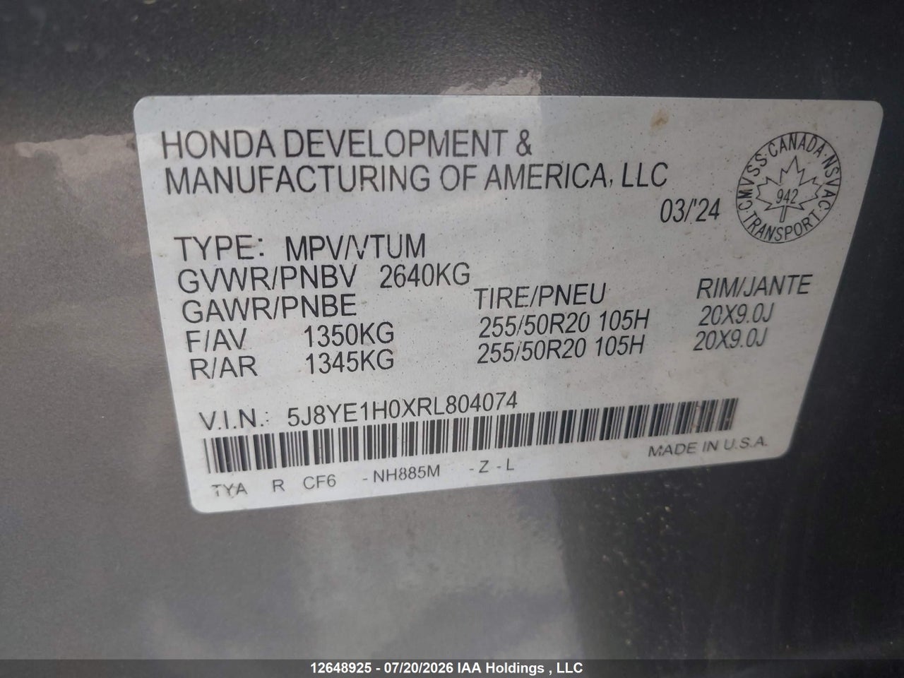 5J8YE1H0XRL804074 · 2024 ACURA MDX A-SPEC · 9/24