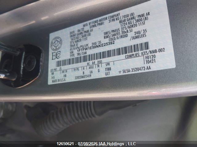 1FTFW1E59NKE25392 · 2022 FORD F150 SUPERCREW · 10/17