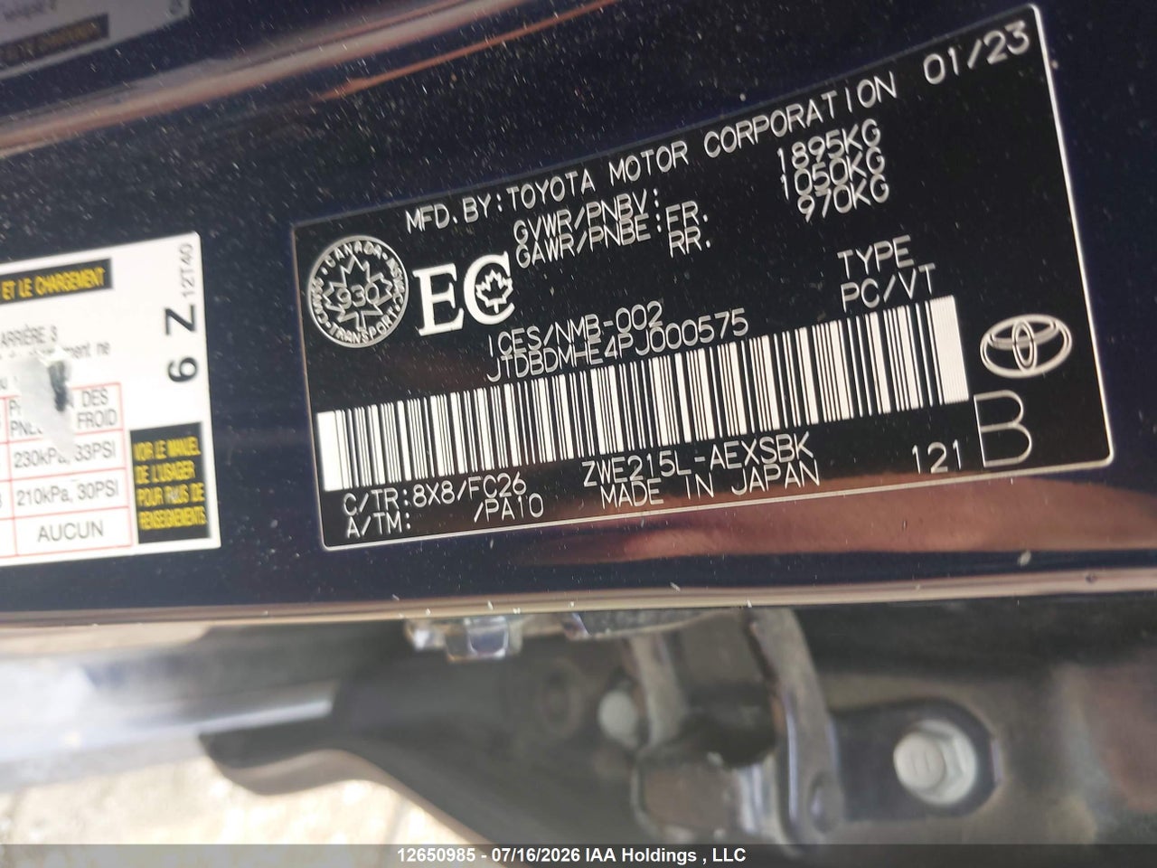 JTDBDMHE4PJ000575 · 2023 TOYOTA COROLLA HYBRID SE · 9/18