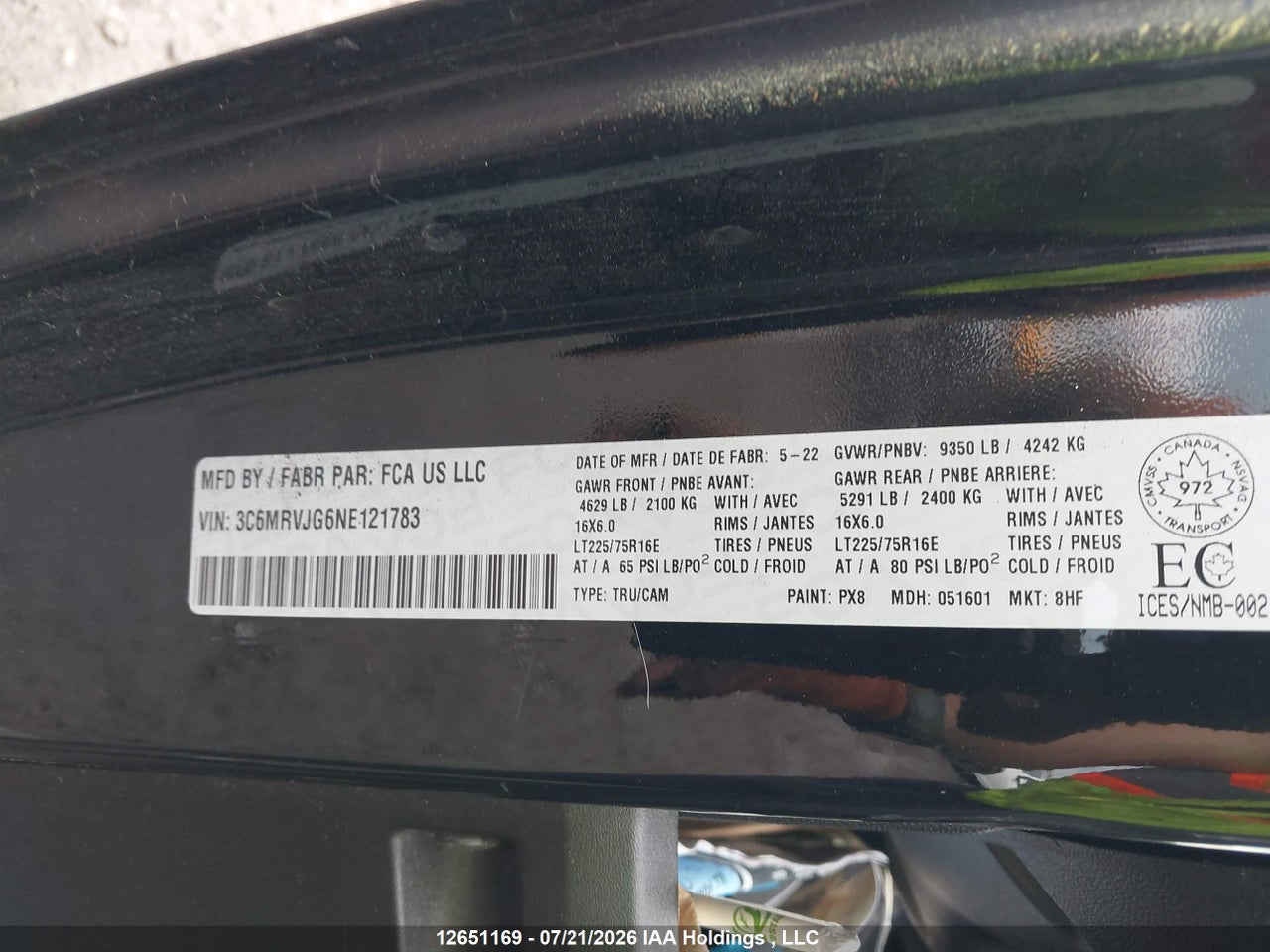 3C6MRVJG6NE121783 · 2022 RAM PROMASTER 3500 · 9/24