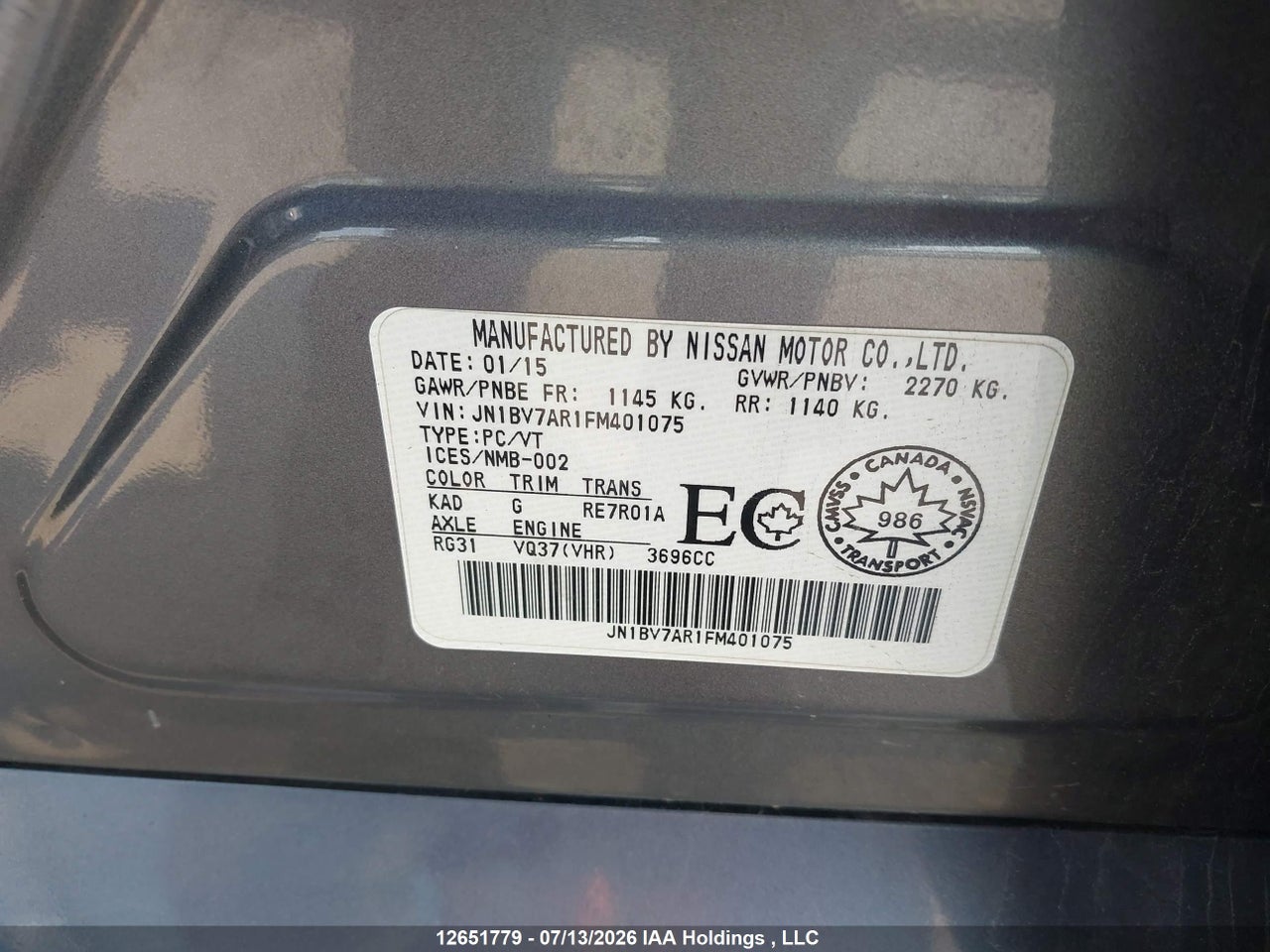 JN1BV7AR1FM401075 · 2015 INFINITI Q50 SPORT · 9/20