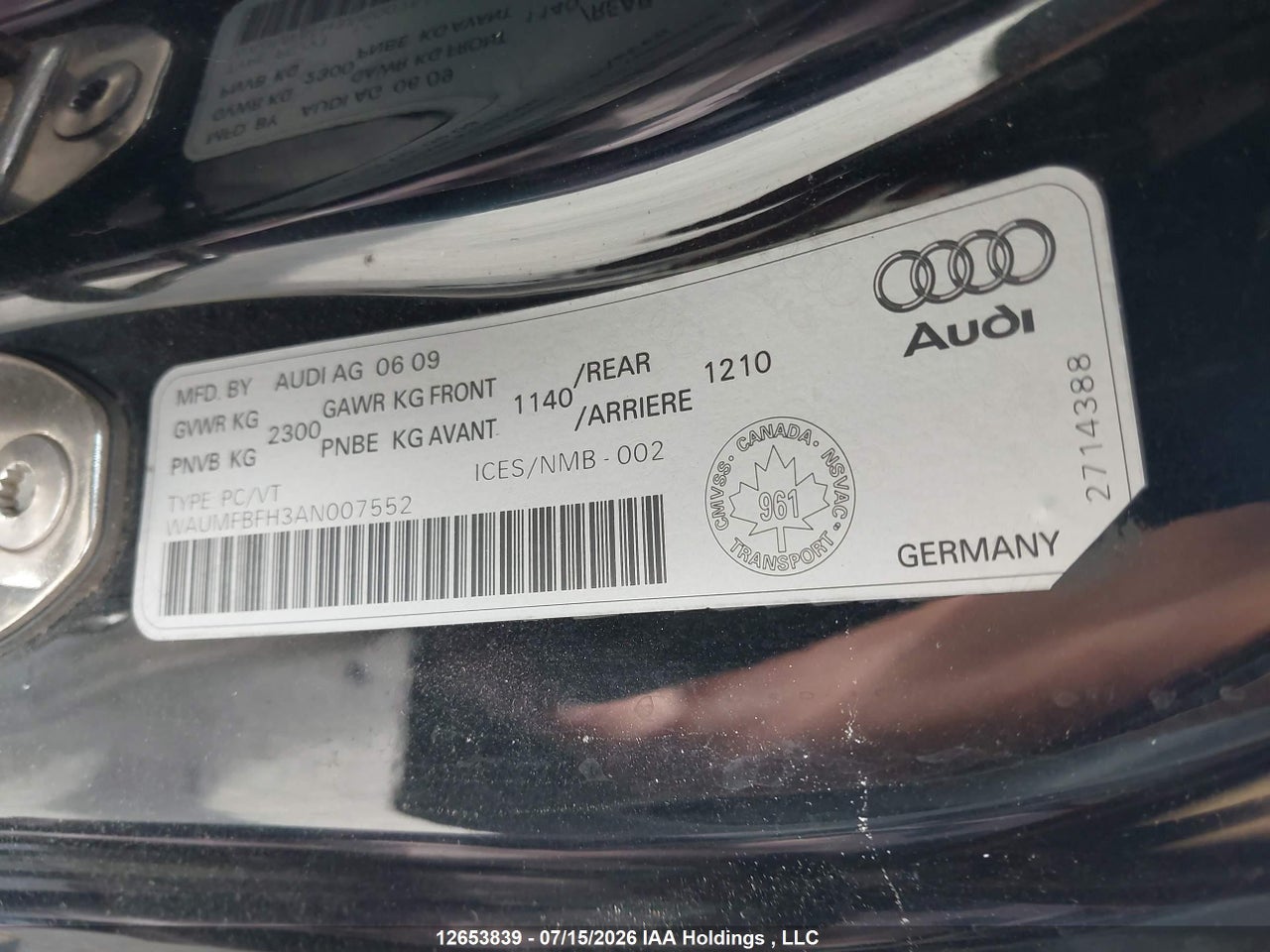 WAUMFBFH3AN007552 · 2010 AUDI A5 2.0T/2.0T PREMIUM · 9/22