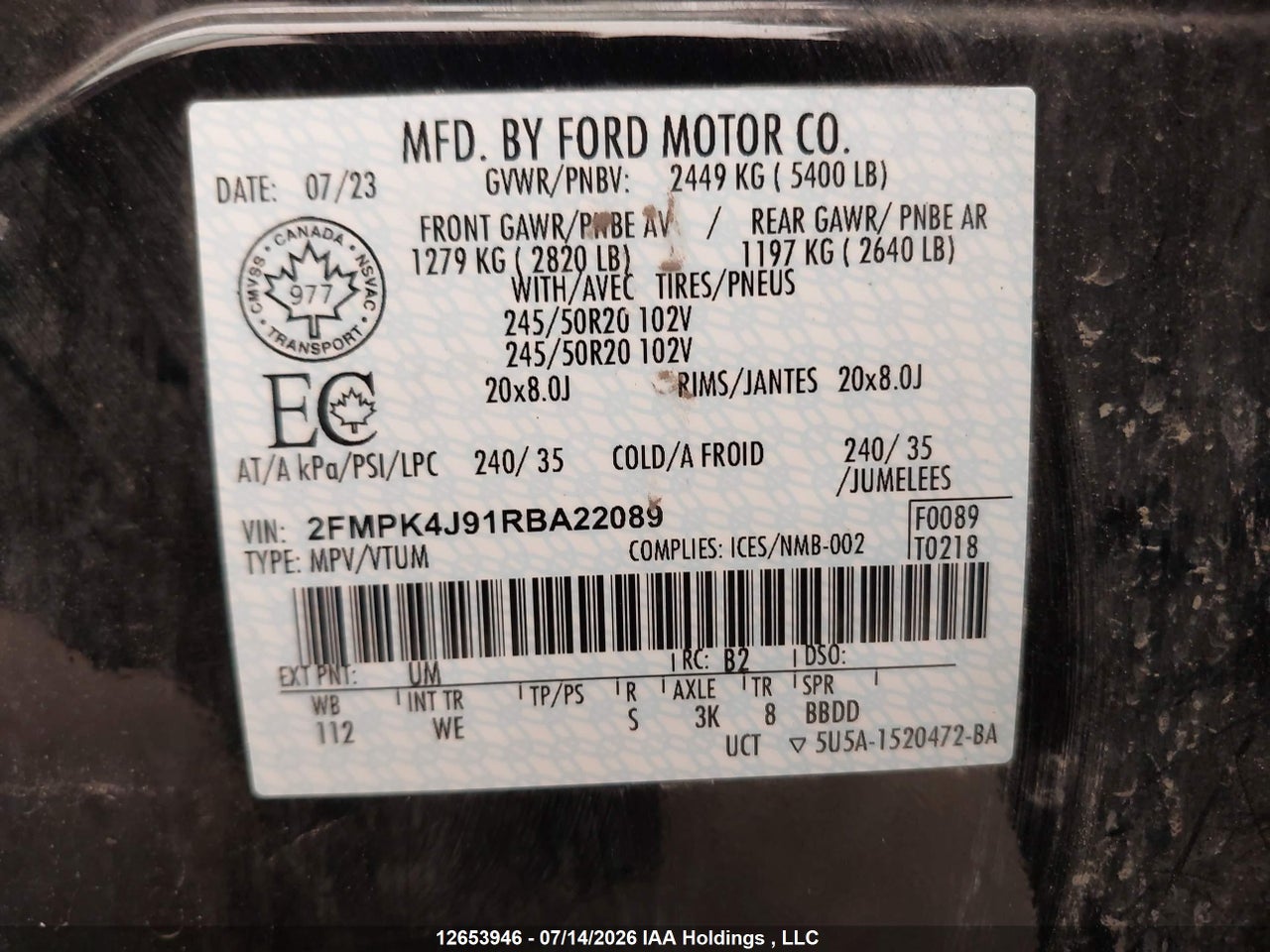 2FMPK4J91RBA22089 · 2024 FORD EDGE SEL · 9/21