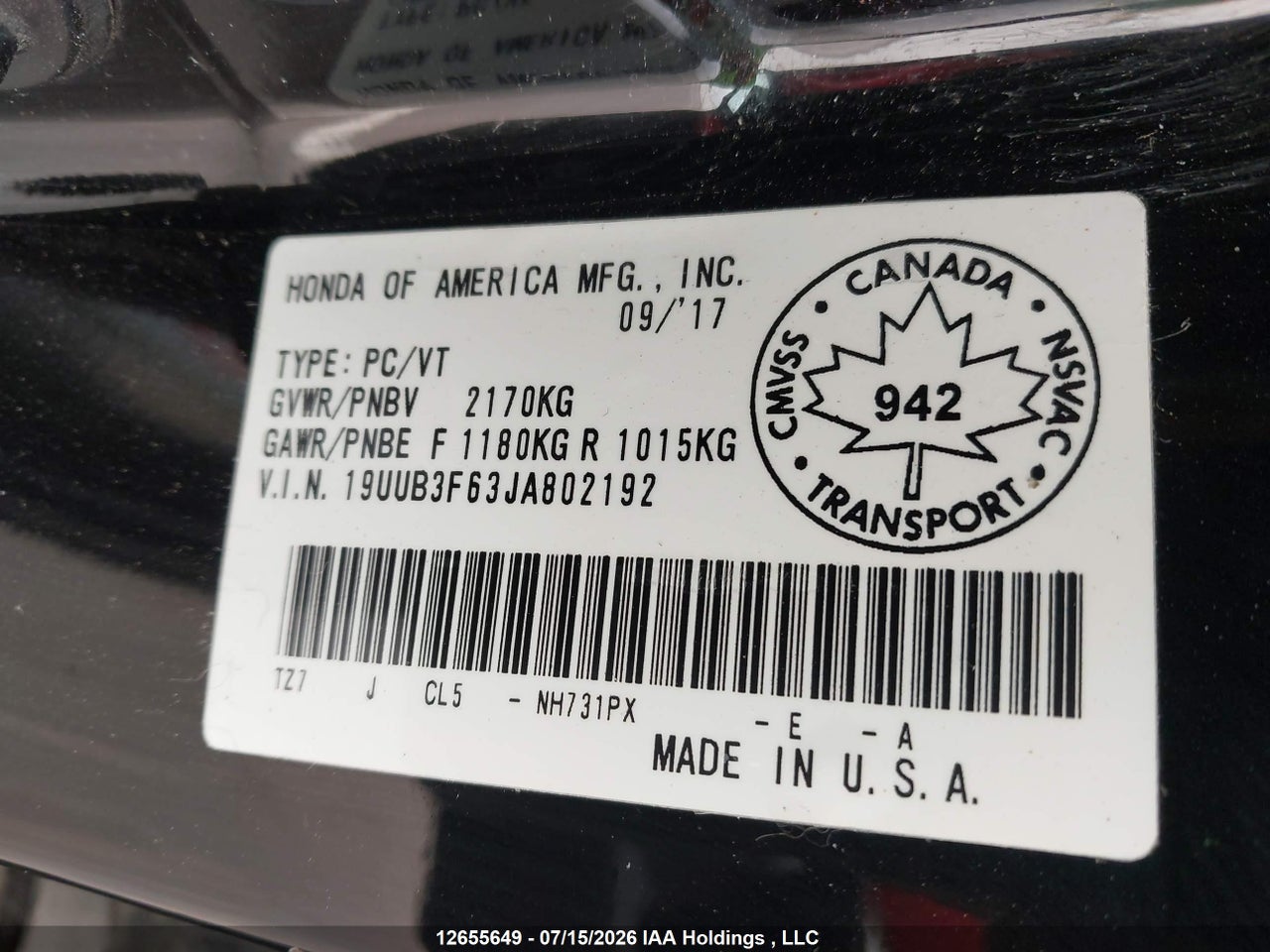 19UUB3F63JA802192 · 2018 ACURA TLX TECH A-SPEC · 9/22
