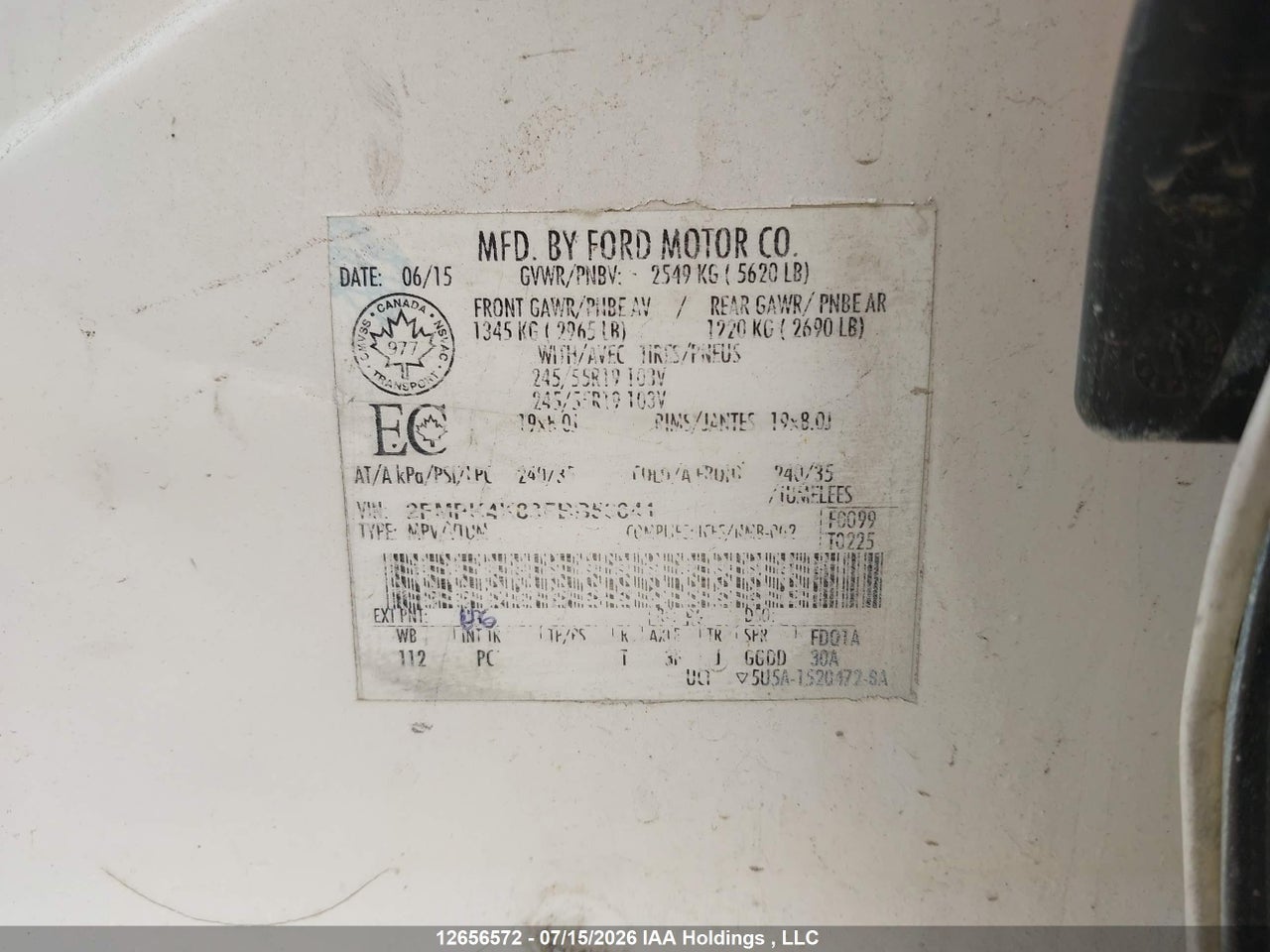 2FMPK4K83FBB53641 · 2015 FORD EDGE TITANIUM · 9/22