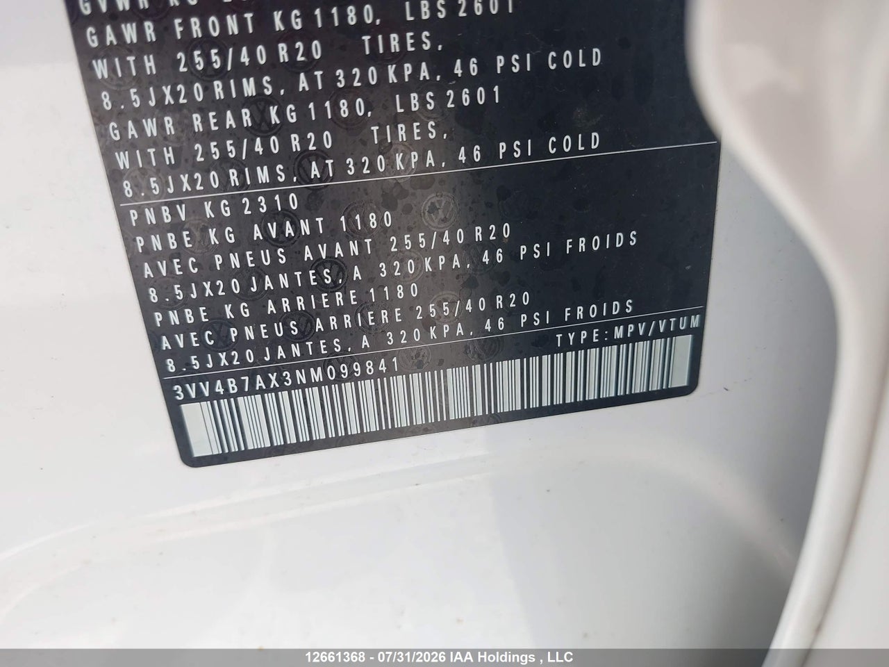 3VV4B7AX3NM099841 · 2022 VOLKSWAGEN TIGUAN SEL R-LINE · 9/24