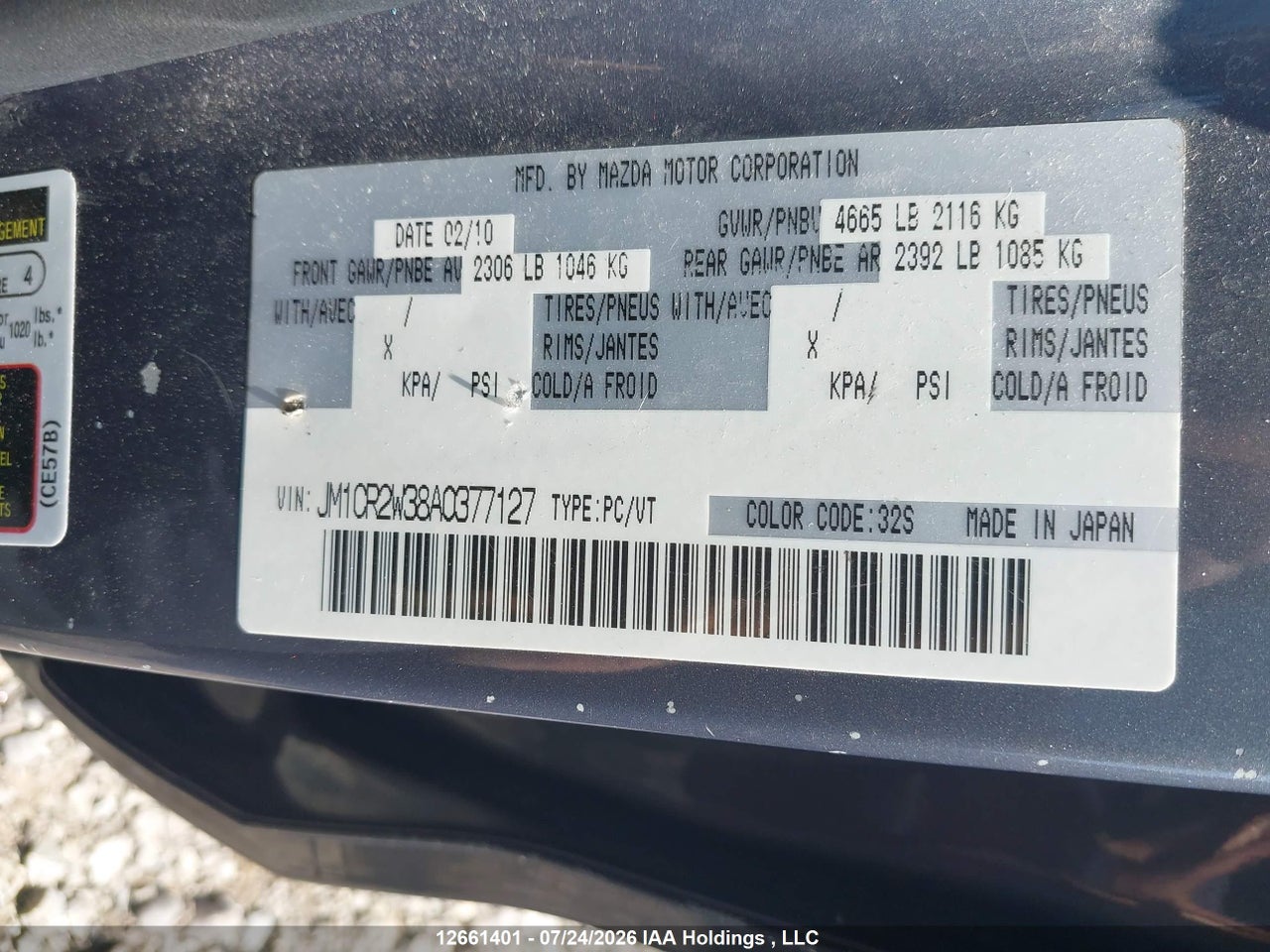 JM1CR2W38A0377127 · 2010 MAZDA MAZDA5 GS/GT · 9/17