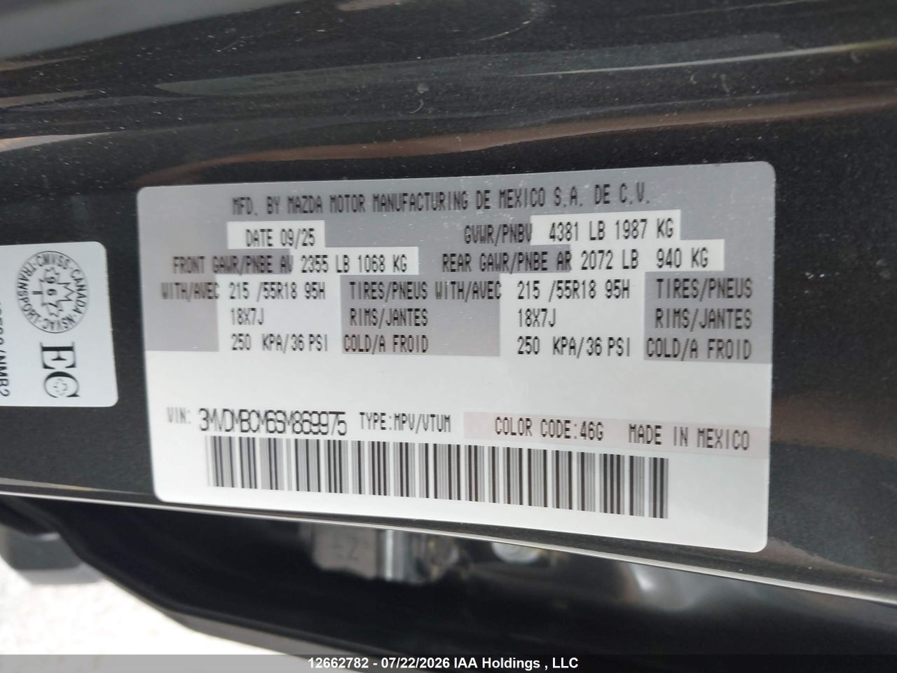 3MVDMBCM6SM869975 · 2025 MAZDA CX-30 · 9/20