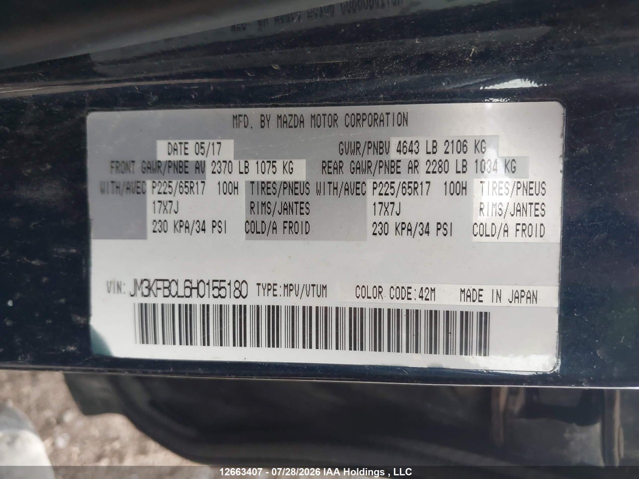 JM3KFBCL6H0155180 · 2017 MAZDA CX-5 TOURING · 9/24