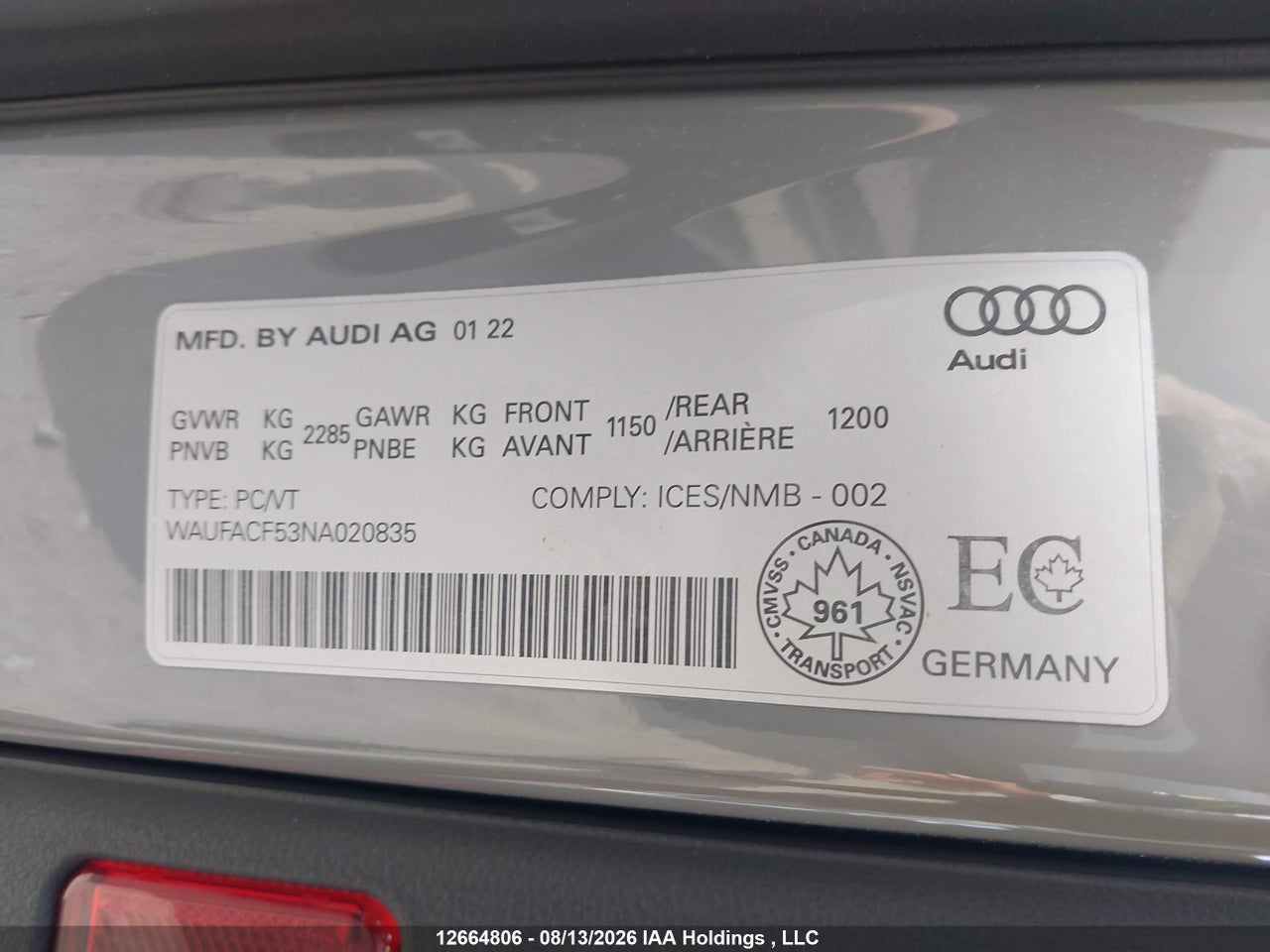 WAUFACF53NA020835 · 2022 AUDI A5 45 PROGRESSIV · 9/18