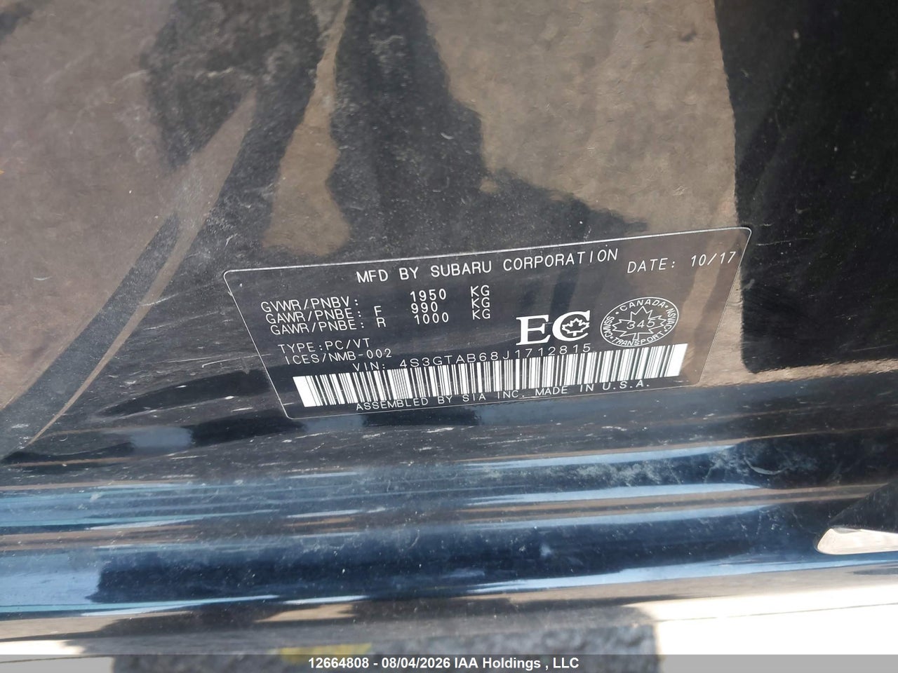 4S3GTAB68J1712815 · 2018 SUBARU IMPREZA TOURING · 9/19