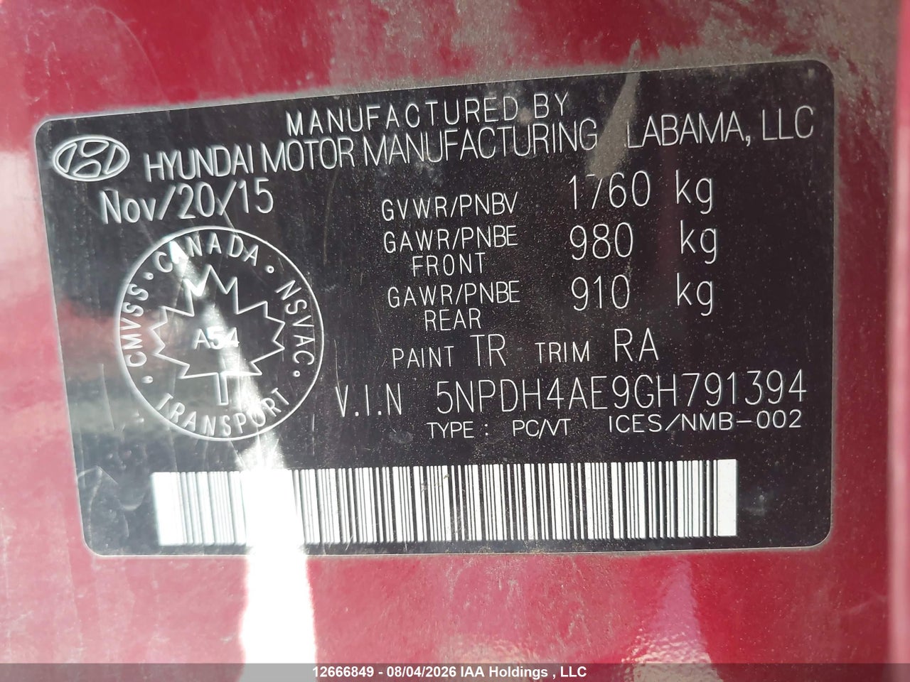 5NPDH4AE9GH791394 · 2016 HYUNDAI ELANTRA · 9/21