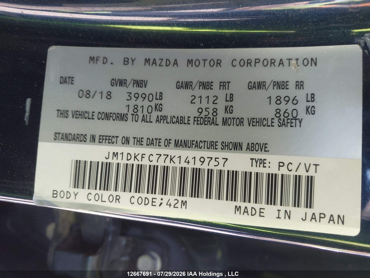 JM1DKFC77K1419757 · 2019 MAZDA CX-3 TOURING · 9/19