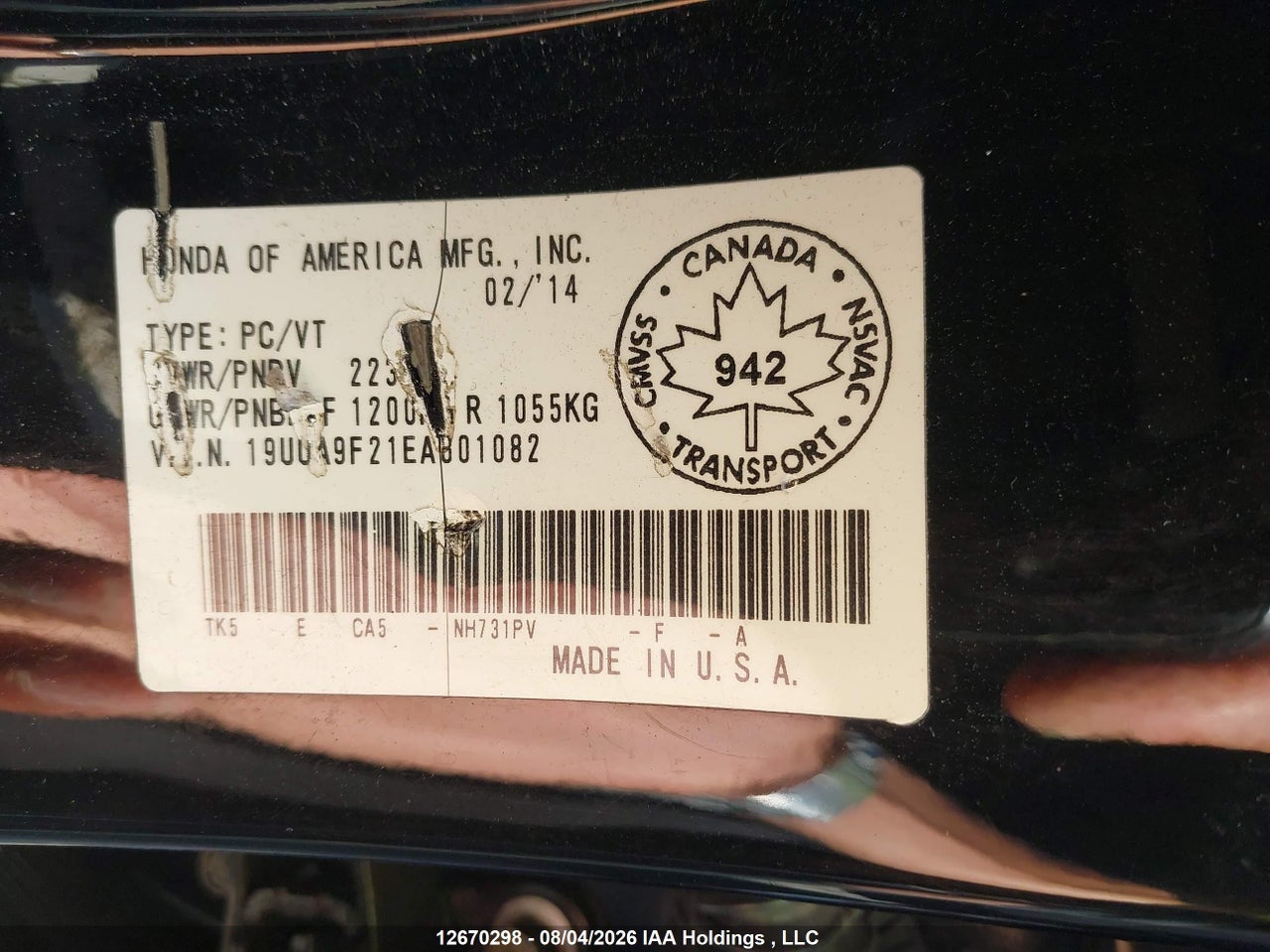 19UUA9F21EA801082 · 2014 ACURA TL · 9/24