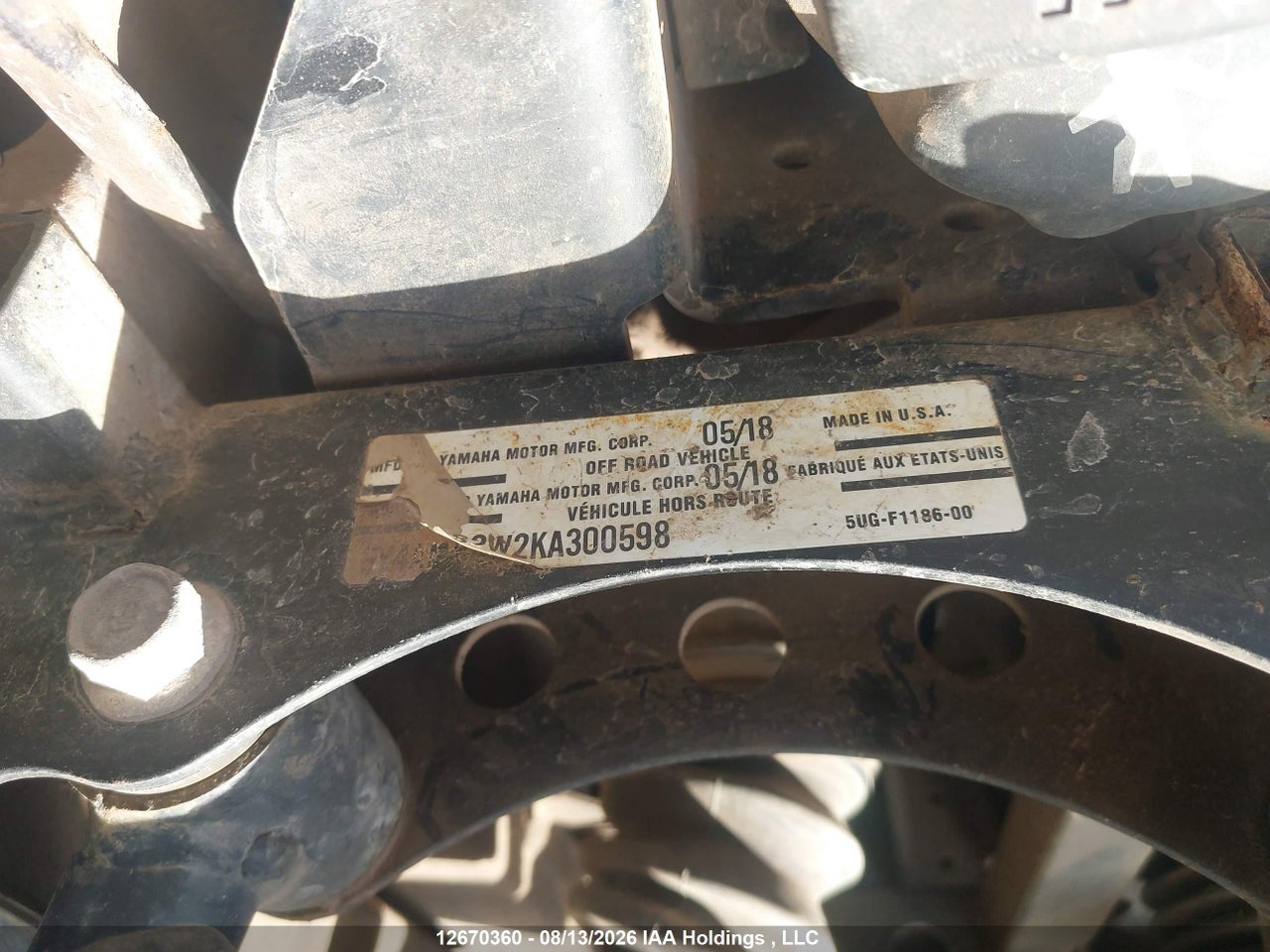5Y4AMB2W2KA300598 · 2019 YAMAHA YXM700 · 9/14