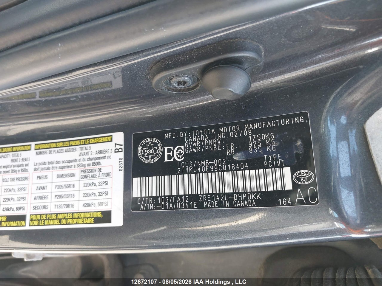 2T1KU40E99C018404 · 2009 TOYOTA MATRIX · 9/19