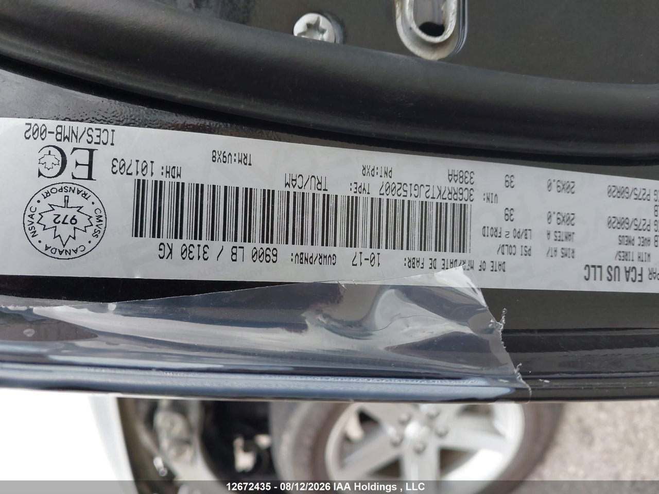 3C6RR7KT2JG****** · 2018 RAM 1500 ST · 9/18